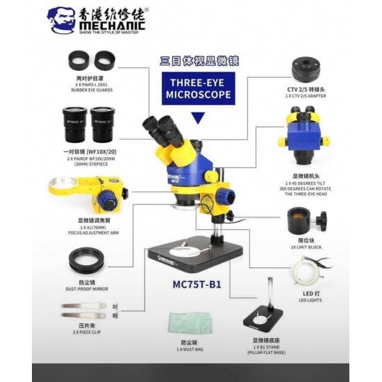 Mechanic MC75T-B1 Trinocular Stereo Microscope - Image 2